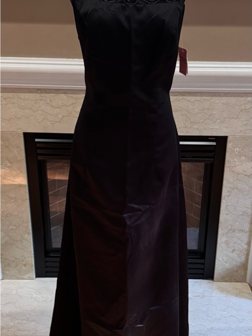 NEW Bill Levkoff Black Satin Formal Dress with Beaded Bodice